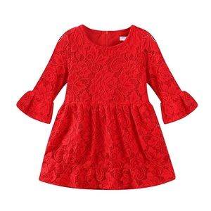 Red lace toddler dress